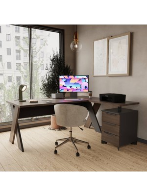 Çağın Ofis Mobilyaları Omix Yüksek Kesonlu Masa 140 cm (Balos/antrasit)