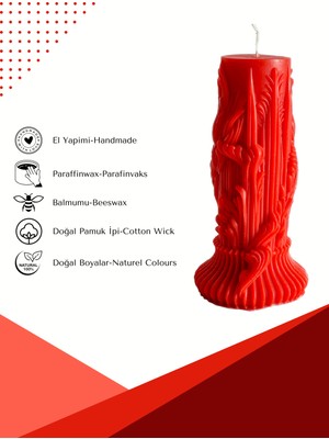 Arista Candle Pillar Of Grace, Zarafetin Sütunu Vanilla Kokulu Dekoratif  2 Adet Kırmızı Mum