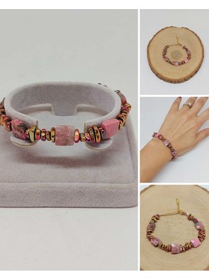 Yaşam Tohumu Rodonit Taşı Tasarım Bileklik (55898)