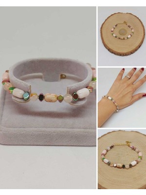 Yaşam Tohumu Pembe Opal Taşı Tasarım Bileklik (55952)