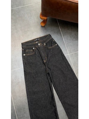 Kadın Yüksek Bel En Boy Likralı Comfort Ispanyol Paça Antrasit Kot Pantolon