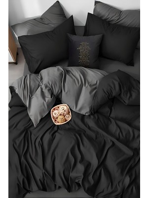 Rimo Home Çift Kişilik Çift Taraflı Nevresim Takımı Black Grey Desenli Standart Ebatlarda