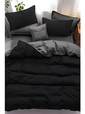 Rimo Home Çift Kişilik Dark Serisi Nevresim Takımı Black Grey Desenli Standart Ebat Polycotton