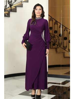 Elben Moda Lavin Taş Detaylı Abiye Elbise