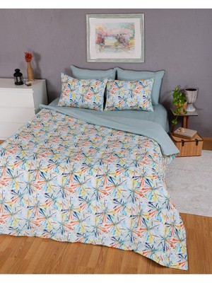 Rimo Home Çift Kişilik Renkli Desenli Çift Taraflı Nevresim Takımı Standart Ebat Polycotton