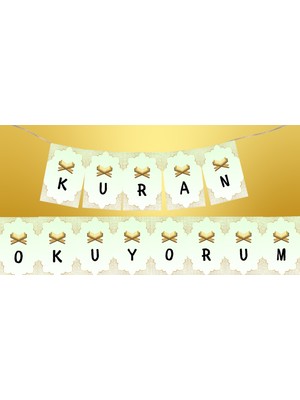 Daphne Dijital Kuran Okuyorum Yazılı Banner Flama Bayrak Kurana Geçtim