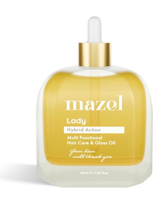 Mazel Hair Care Lady Durulanmayan Saç Bakım Yağı 50 ml – Parlaklık Veren, Vegan, Çiçek Kokulu, Her Saç Tipine Uygun