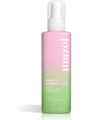 Mazel Baby Girl Durulanmayan Saç Bakım Spreyi 200 ml Hacim Dolgunluk Veren Vegan Formül Tüm Saç Tipleri