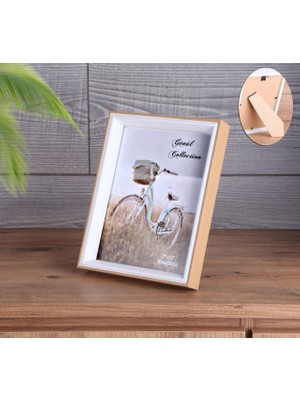 Ahşap Resim Çerçevesi 15X20 cm Kahve-Beyaz