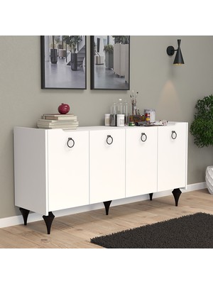 Umg Mobilya Titanyum (Beyaz) Modern Konsol, Çok Amaçlı Dolap, Dresuar, Mutfak Dolabı, Kiler Dolabı, Tv Ünitesi