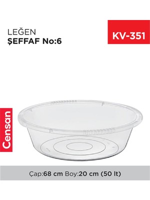 6 No Leğen Şeffaf Çamaşır Leğeni 50 Litre ROYALEKS-E425