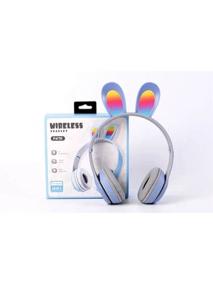 Bukrem Store P47R Tavşan Kulaklı Rgb Işıklı Bluetooth 5.0 Kablosuz Kulaklık