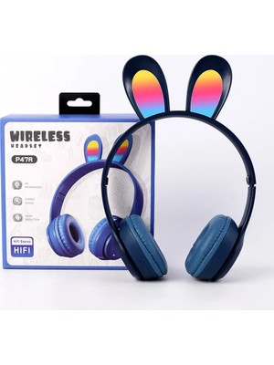 Bukrem Store P47R Tavşan Kulaklı Rgb Işıklı Bluetooth 5.0 Kablosuz Kulaklık