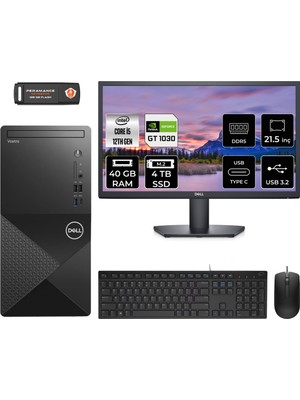 Dell Vostro 3030 Intel Core I5 12400 40GB 4tb SSD GT1030/4GB 21.5" Fhd Monitör Fdos Masaüstü Bilgisayar & Per4 USB Bellek N6004VDT3030MTUMNT1325