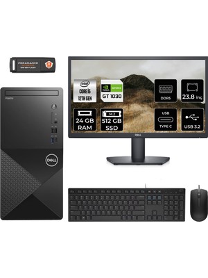 Dell Vostro 3030 Intel Core I5 12400 24GB 512GB SSD GT1030/4GB 23.8" Fhd Monitör Fdos Masaüstü Bilgisayar & Per4 USB Bellek N6004VDT3030MTUMNT1312