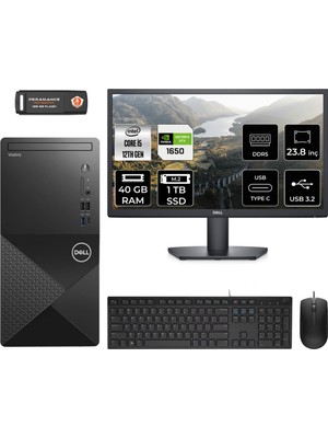 Dell Vostro 3030 Intel Core I5 12400 40GB 1tb SSD GTX1650/4GB 23.8" Fhd Monitör Fdos Masaüstü Bilgisayar & Per4 USB Bellek N6004VDT3030MTUMNT2323
