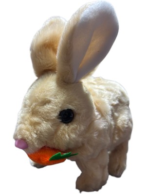 Duman Pilli Sesli Zıplayan Hareketli Havuçlu Peluş Tavşan 18X17 cm