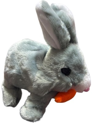 Duman Pilli Sesli Zıplayan Hareketli Havuçlu Peluş Tavşan 18X17 cm