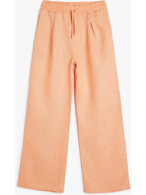 Koton Beli Bağcıklı Bol Paça Basic Keten Pantolon