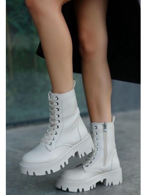 Flona Bej Cilt Bağcıklı Bot