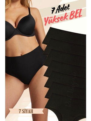Red İç Giyim Pamuklu Kadın Yüksek Bel Külot (Slip) 7'li Paket (Büyük Beden-Battal-Bato)