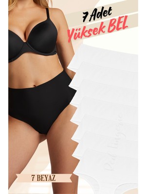 Red İç Giyim Pamuklu Kadın Yüksek Bel Külot (Slip) 7'li Paket (Büyük Beden-Battal-Bato)