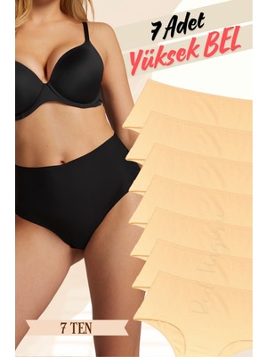 Red İç Giyim Pamuklu Kadın Yüksek Bel Külot (Slip) 7'li Paket (Büyük Beden-Battal-Bato)