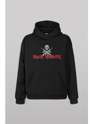 Iron Maiden Logo The Book Of Souls Ön Baskılı Sweatshirt Unisex Kapüşonlu Hoodie