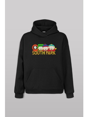Siyah Sweat South Park Eric Cartman Ön Baskılı Sweatshirt Unisex Kapüşonlu Hoodie