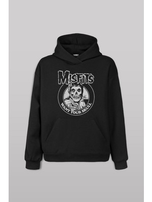 The Misfits Punk Rock Death Comes Ripping Ön Baskılı Sweatshirt Unisex Kapüşonlu Hoodie