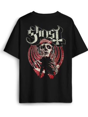 Ghost Bc Tobias Forge Music Müzik Rock Gotik Sırt Ön Baskılı Oversize Tişört Unisex T-Shirt