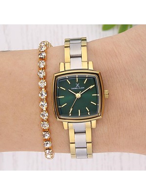 Danıel Kleın DK102-DKE.1.10677-6 Altın Kaplama Yeşil Kadran Kare Kadın Kol Saati