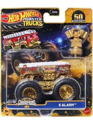 Hot Wheels Monster Trucks Bigfoot Trophy Şampiyonları Tekli Arabalar JDV96 - JDW00 5 Alarm