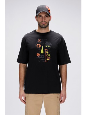 Belirtilmemiş Collis Siyah Erkek Baskılı Tişört