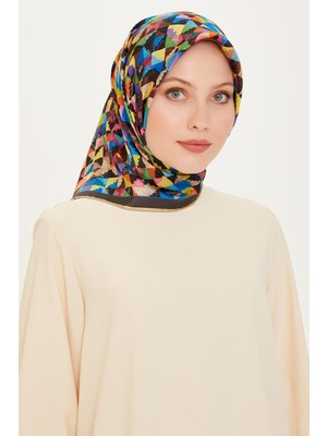 Armine Geometrik Desenli Twill Saf İpek Eşarp 9214D 85 84