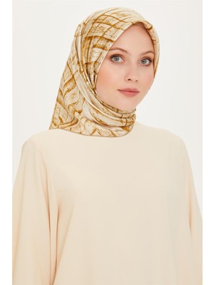 Armine Klasik Desenli Twill Saf İpek Eşarp 9258D 07