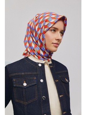 Armine Geometrik Desenli Saf İpek Sura Eşarp 9309D 01