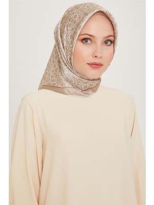 Armine Klasik Desenli Twill Saf İpek Eşarp 9248D 05 80