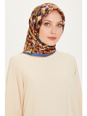 Armine Geometrik Desenli Twill Saf İpek Eşarp 9214D 85 03