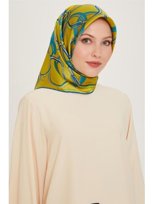 Armine Klasik Desenli Twill Saf İpek Eşarp 9203D 88