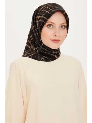 Armine Klasik Desenli Twill Saf İpek Eşarp 9258D 04