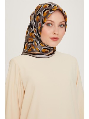 Armine Geometrik Desenli Twill Saf İpek Eşarp 9219D 36