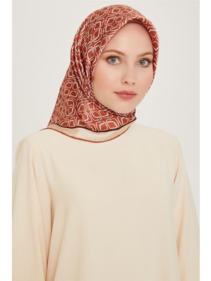 Armine Klasik Desenli Twill Saf İpek Eşarp 9248D 05 34