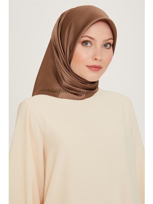 Armine Klasik Desenli Twill Saf İpek Eşarp 9260D 36