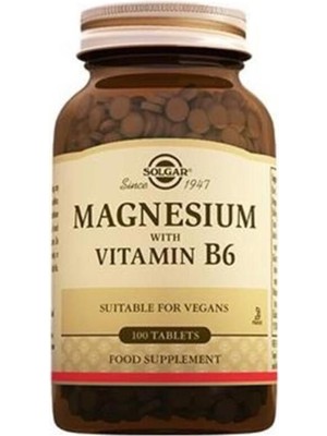 Marka Solgar Magnesium Besin Takviyesi 100 Tablet Vitamin B6 İçeren Vegan Uyumlu Ürün