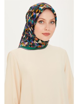 Armine Geometrik Desenli Twill Saf İpek Eşarp 9214D 85 85