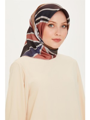 Armine Geometrik Desenli Twill Saf İpek Eşarp 9232D 85