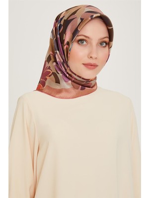 Armine Çiçek Desenli Twill Saf İpek Eşarp 9238D 82