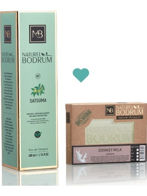 Naturel Bodrum Satsuma Kolonyası 400 ml - Eşek Sütü Gliserinli Doğal Sabun 100 gr