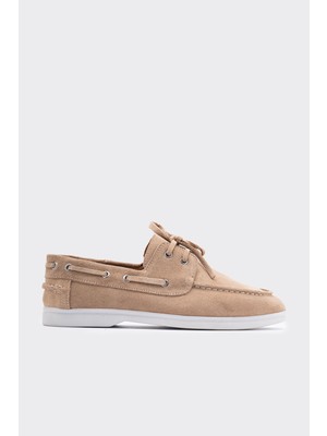 Shoemark Baller Bej Süet  Deri Kadın Loafer